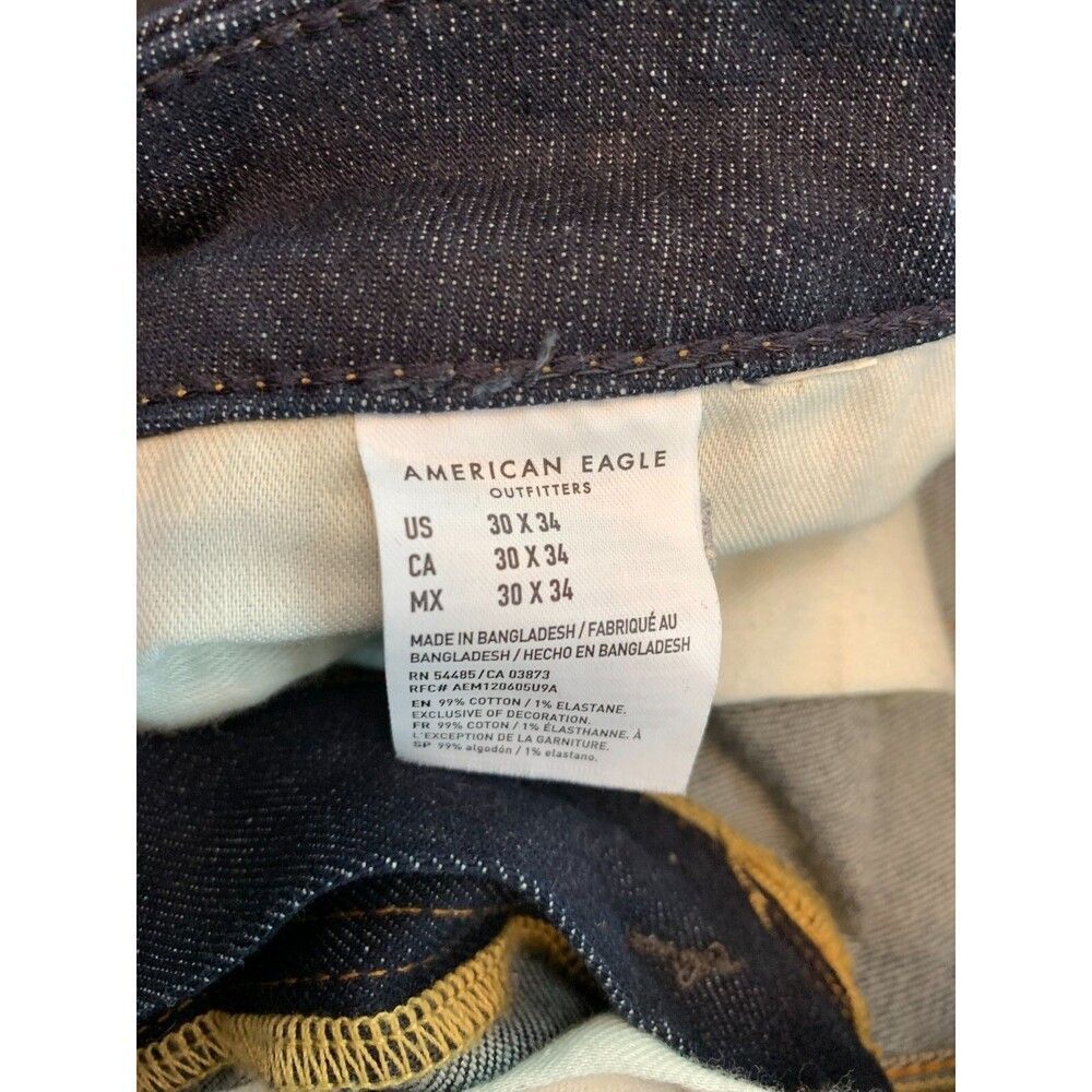 American Eagle Jeans Mens 30x34 Low Rise Skinny Dark Indigo Wash Stretch Denim - Picture 8 of 9